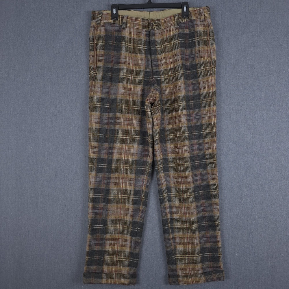 Bills Khakis‎ Pants Mens 36 (Fits 35x30) Plaid Wool Nylon Cuffed Flat Front USA
